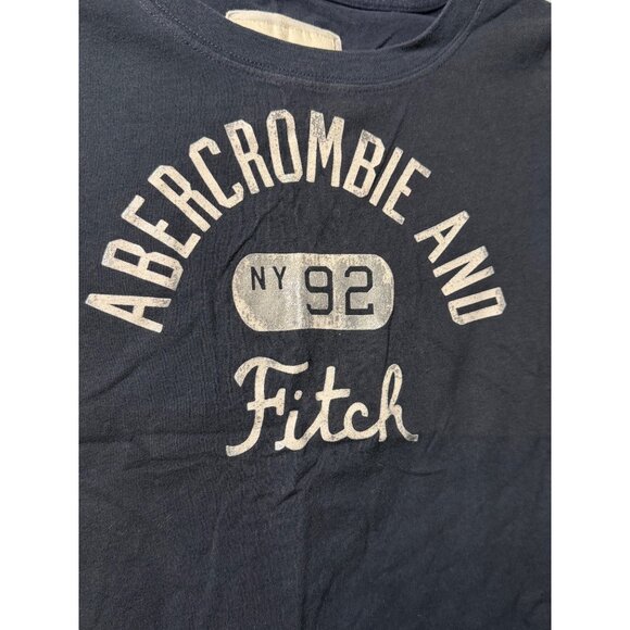VTG Abercrombie and Fitch Y2K Shirt Ladies XS Navy Arch Spellout Faded Iconic - Picture 4 of 5